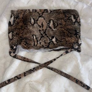 Shein tie snake skin pattern tube top